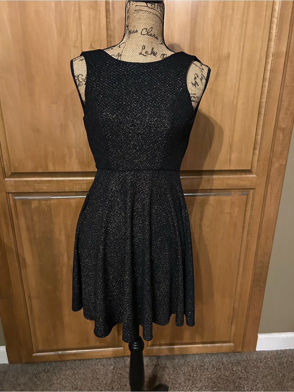 Altar'd State Black Sparkle Fit-and-Flare Mini Dress